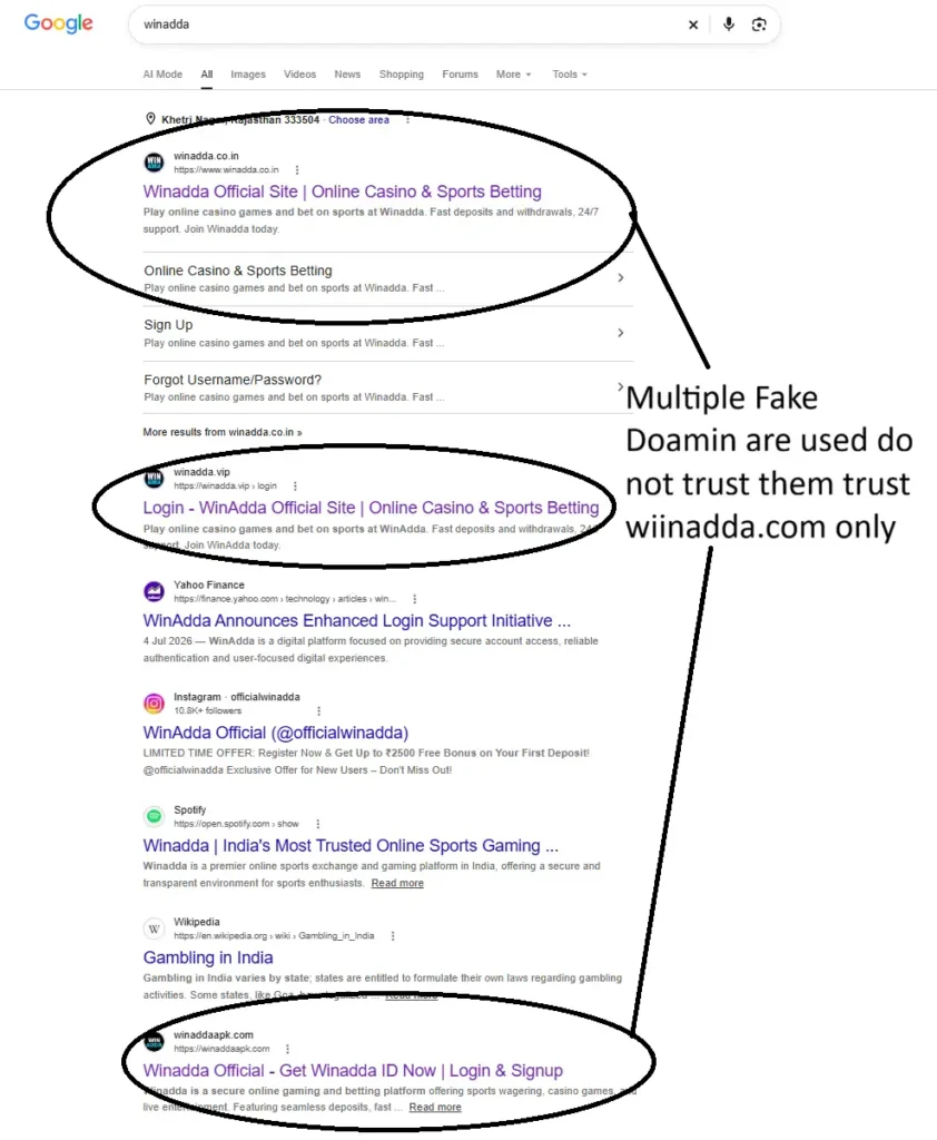 fake winadda domain please verify the official