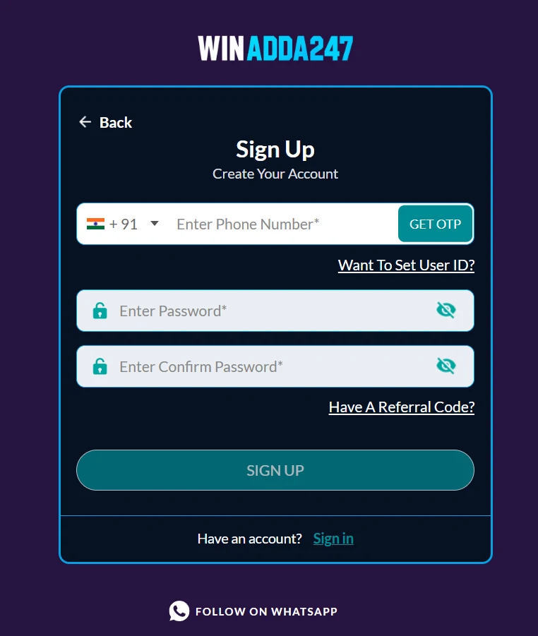 Winadda Registration Steps